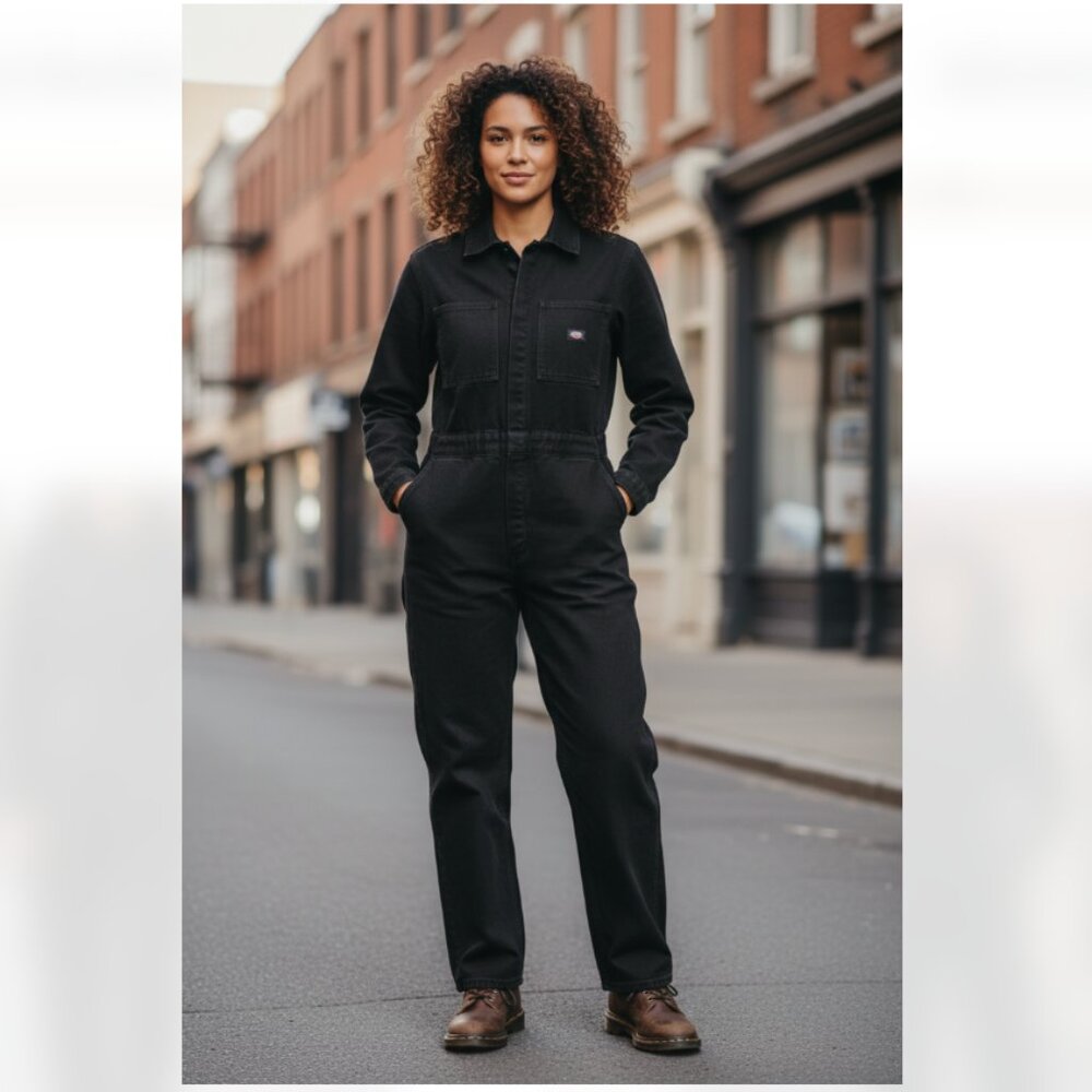 NWT Dickies Woven Corduroy Bib Overall Coverall Black XS